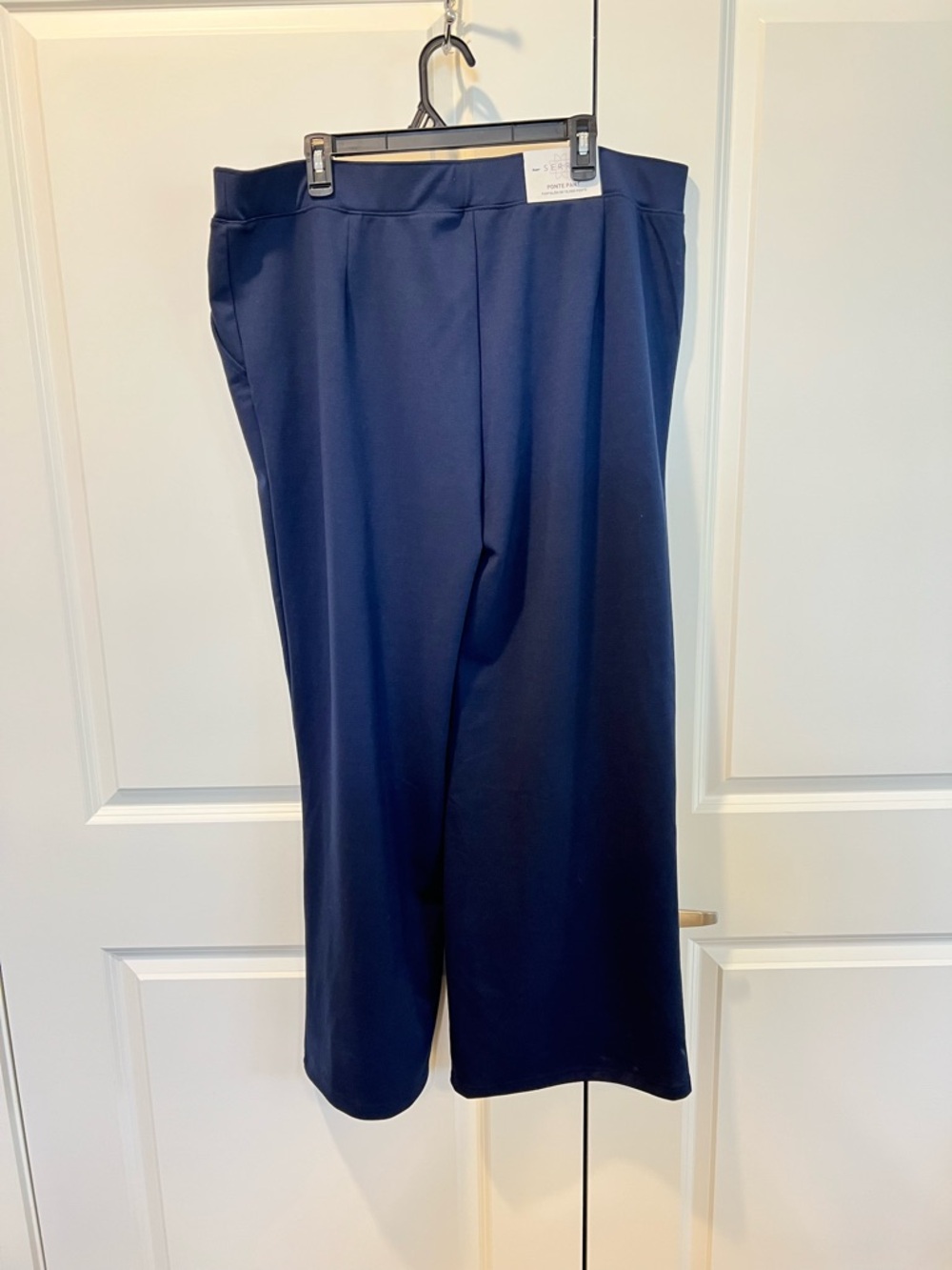 Womans Navy Wide-Leg Pants - Comfortable Pull-On Style